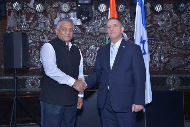 V K Singh  MoS Ministry of External Affairs with Ambassador Daniel Carmon